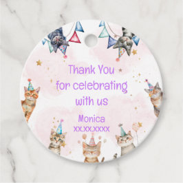 パーティー猫ニャーニャー子供の誕生日感謝していユー フェイバータグ