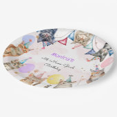 パーティー猫ニャーニャー子供の誕生日 ペーパープレート (アングル)