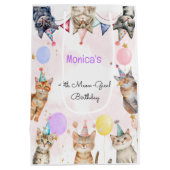 パーティー猫ニャーニャー子供の誕生日 ミディアムペーパーバッグ (裏面)