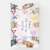 パーティー猫ニャーニャー子供の誕生日 横断幕 (縦)