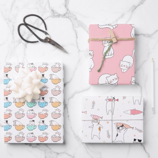 パーティー猫二包紙 ラッピングペーパーシート (正面)