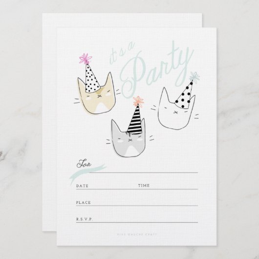 パーティー猫 招待状 (正面/裏面)