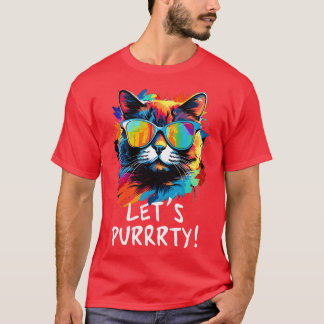 パーティー猫inサングラスメンズ90sレトロプンフー tシャツ