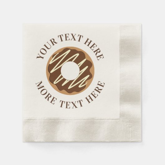 パーティー用のチョコレートドーナツカスタムナプキン（菓子用） 縁ありカクテルナプキン (正面)