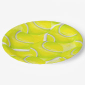 パーティー用の黄色い背景のテニスボール ペーパープレート (アングル)