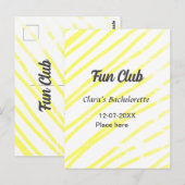 パーティー用イエローライン背景の花嫁のお別れ会 ポストカード (正面/裏面)