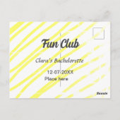パーティー用イエローライン背景の花嫁のお別れ会 ポストカード (裏面)