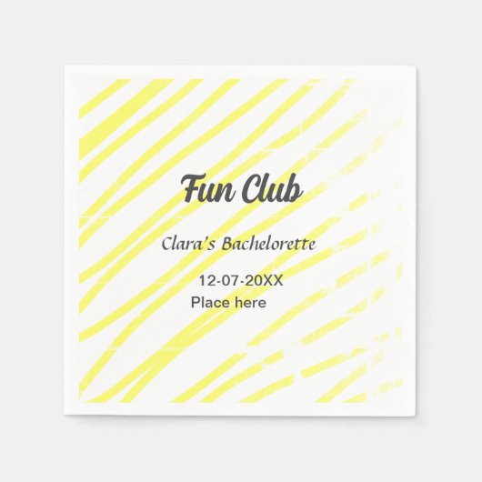 パーティー用イエローライン背景の花嫁の友達 スタンダードカクテルナプキン (正面)
