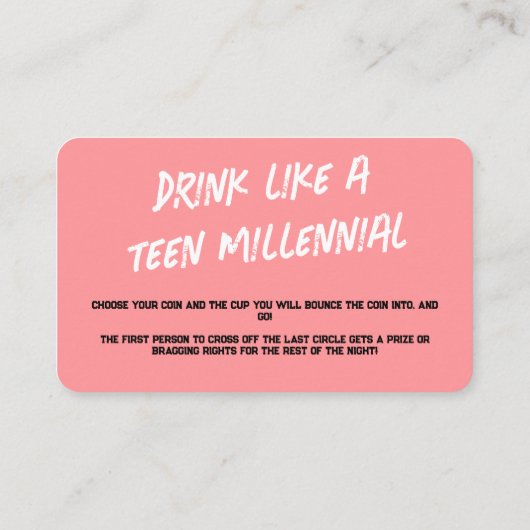 パーティー用ビンゴカード飲みゲーム 名刺 (裏面)