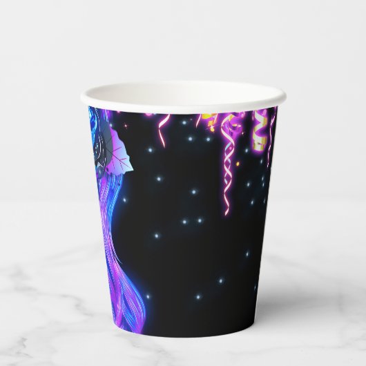 パーティー白熱［赤熱］光を放つリボンのストリーマーの死の日 紙コップ (裏面)