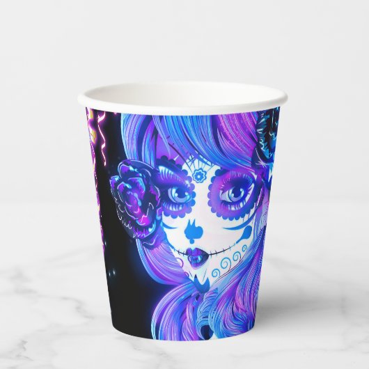 パーティー白熱［赤熱］光を放つリボンのストリーマーの死の日 紙コップ (正面)