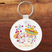 パーティー砂糖スカルと花 キーホルダー (正面)