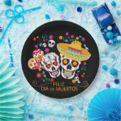 パーティー砂糖スカルと花 ペーパープレート (パーティー)