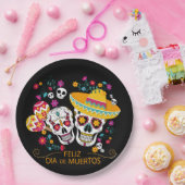 パーティー砂糖スカルと花 ペーパープレート (パーティー)