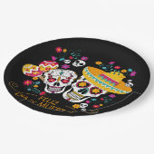 パーティー砂糖スカルと花 ペーパープレート (アングル)