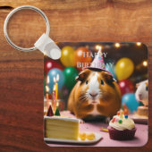 パーティー祝の豚とケーキと風船 キーホルダー (正面)
