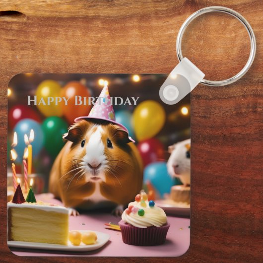 パーティー祝の豚とケーキと風船 キーホルダー (裏面)