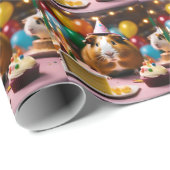 パーティー祝の豚とケーキと風船 ラッピングペーパー (ロールコーナー)