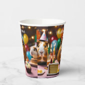 パーティー祝の豚とケーキと風船 紙コップ (左)