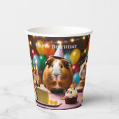 パーティー祝の豚とケーキと風船 紙コップ (正面)