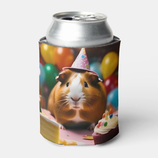 パーティー祝の豚とケーキと風船 缶クーラー (缶正面)