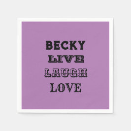 パーティー紙ナプキンライブ笑いラブネームパープル スタンダードカクテルナプキン