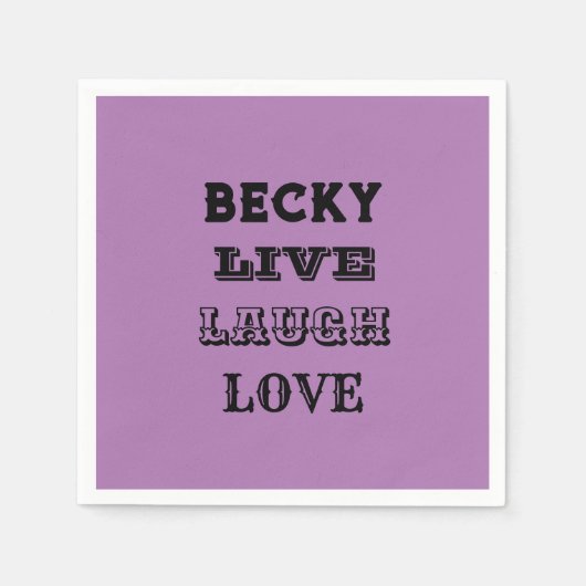 パーティー紙ナプキンライブ笑いラブネームパープル スタンダードカクテルナプキン (正面)