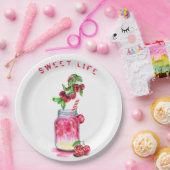 パーティー紙プレートとさくらんぼジュースクール飲料 ペーパープレート (パーティー)