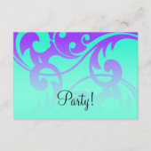パーティー紫とアクアの渦巻きコンテンポラリー後 招待状 (正面)