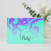 パーティー紫とアクアの渦巻きコンテンポラリー後 招待状 (スタンド正面)
