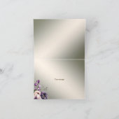 パーティー紫色のピンクの花が金色エレガント サンキューカード (内部)