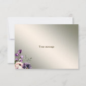 パーティー紫色のピンクの花が金色エレガント サンキューカード (裏面)