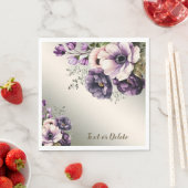 パーティー紫色のピンクの花が金色エレガント スタンダードランチョンナプキン (インサイチュ)