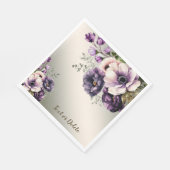 パーティー紫色のピンクの花が金色エレガント スタンダードランチョンナプキン (角)