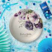 パーティー紫色のピンクの花が金色エレガント ペーパープレート (パーティー)