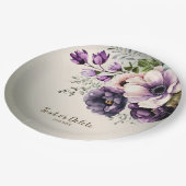 パーティー紫色のピンクの花が金色エレガント ペーパープレート (アングル)