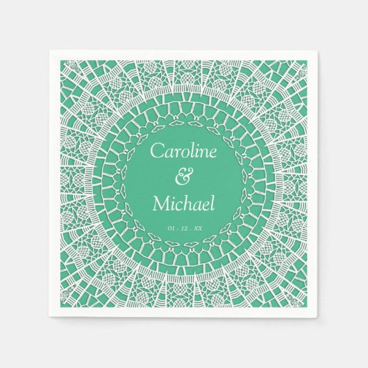 パーティー結婚のホワイトレース スタンダードカクテルナプキン (正面)