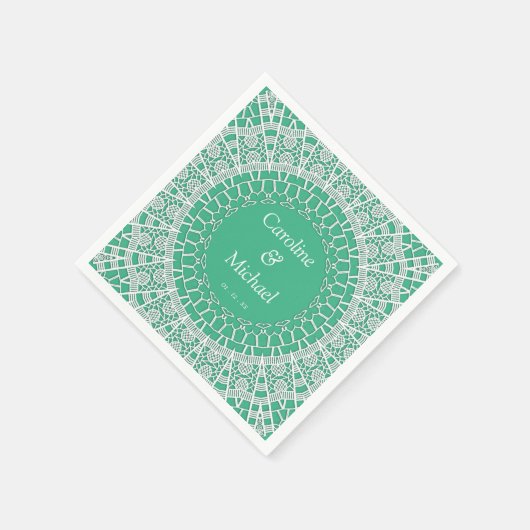 パーティー結婚のホワイトレース スタンダードカクテルナプキン (角)