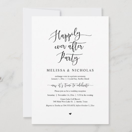パーティー結婚の後ずっと幸せに駆け落ち 招待状 (正面)