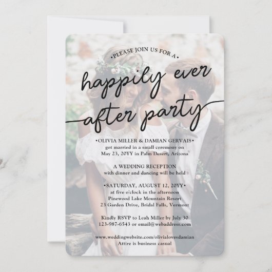 パーティー結婚写真の後ずっと楽しスタイリッシュい 招待状 (正面)