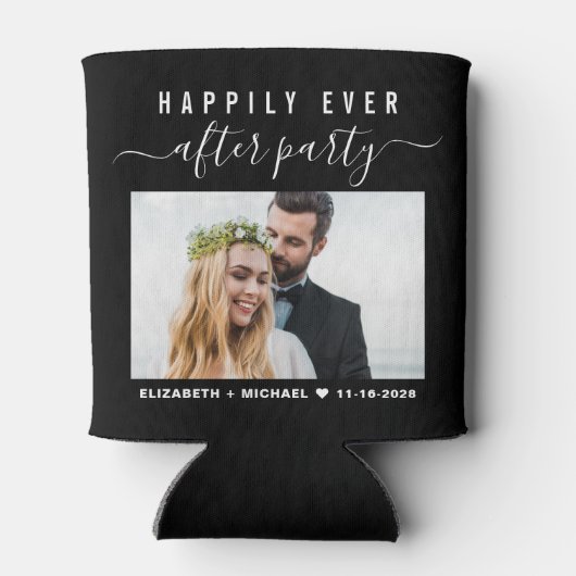 パーティー結婚写真の後の幸せなカスタムい 缶クーラー (裏面)