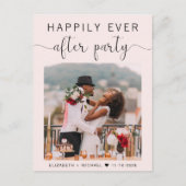 パーティー結婚後ずっと幸せにピンク色の インビテーションポストカード (正面)