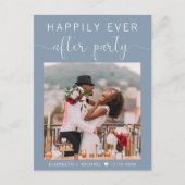 パーティー結婚後ずっと幸せに埃っぽい青 インビテーションポストカード (正面)