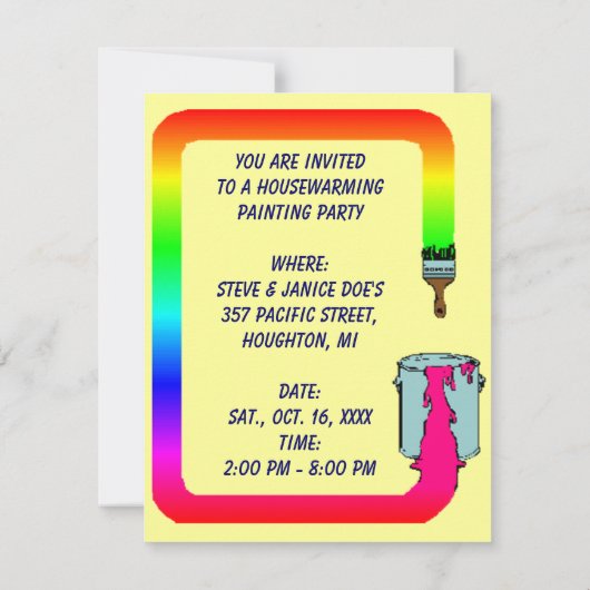 パーティー絵画シャワー又は引っ越し祝いパーティー招待状 招待状 (裏面)