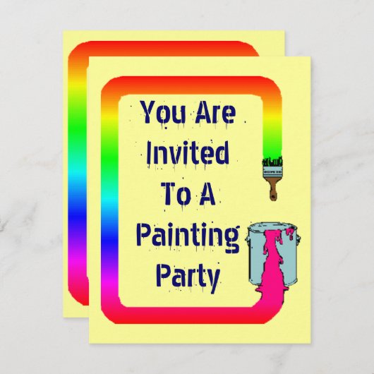 パーティー絵画シャワー又は引っ越し祝いパーティー招待状 招待状 (正面/裏面)