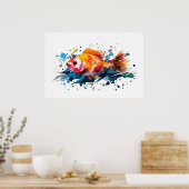 パーティー絵画魚 ポスター (キッチン)