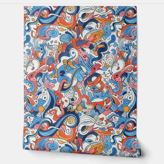 パーティー背カラフル面手書きドードル 壁紙 (ほどく)