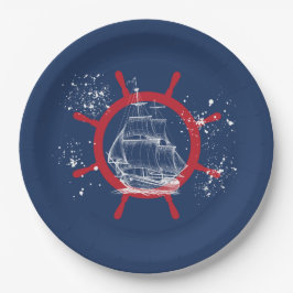 パーティー航海のサイルボートブルー ペーパープレート