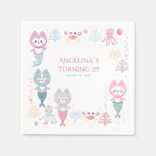 パーティー航海のナプキンスをテーマにした誕生日パーティー。 スタンダードカクテルナプキン (正面)