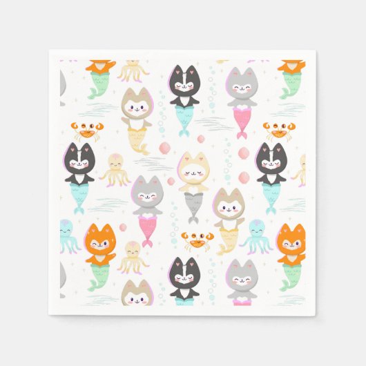 パーティー航海のナプキンスをテーマにした誕生日パーティー。 スタンダードカクテルナプキン (正面)